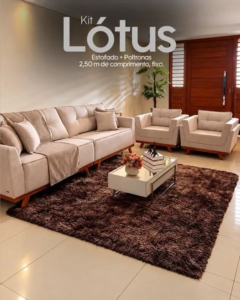 Kit Lótus da Utilar Gomes com sofá e duas poltronas